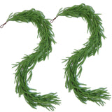 Hananona 2 Pcs 6 Ft Artificial Norfolk Pine Garlands, Real Touch Winter Pine Garland, Green Artificial Greenery Garland for Table, Mantle, Wall, Indoor, Outdoor Christmas Decorations (2, 6 FT)