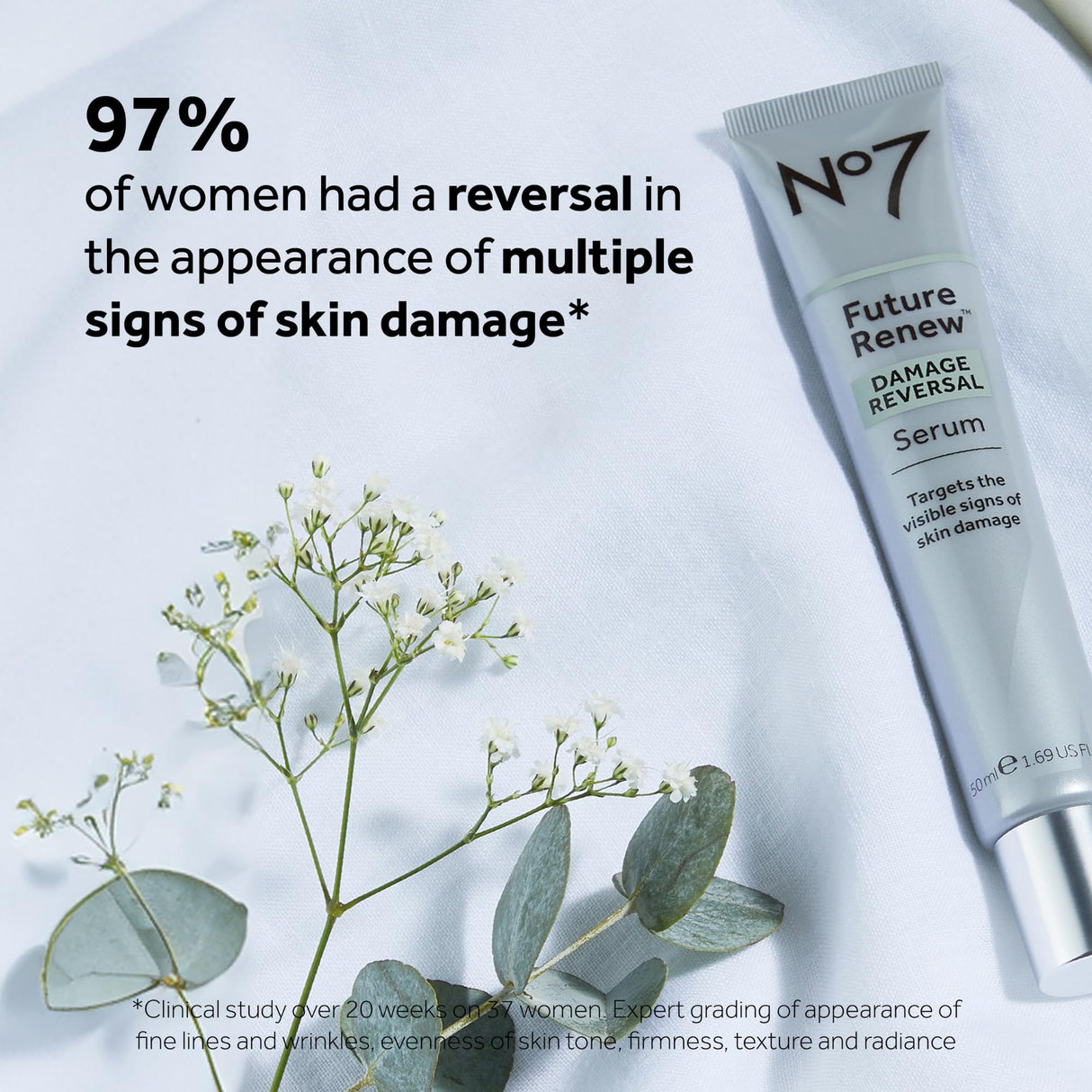 No7 Future Renew Damage Reversal Skincare Set - Anti Aging Face Serum (.33 Fl Oz), Day Cream with SPF 25 (1.69 Fl Oz) & Night Cream (1.69 Fl Oz) - Reverses Visible Signs of Sun Damage - 3-Piece Set