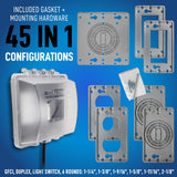 Sealproof 2-Gang Weatherproof In Use Outlet Cover | Two Gang Outdoor Plug and Receptacle Protector, Lockable, UL Extra Duty Compliant, 45 Configurations