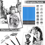 Caliart 176PCS Art Supplies Sketching Kit with 100 Sheets 3-Color Sketch Book, Graphite Colored Charcoal Watercolor & Metallic Pencils, Drawing Set Christmas Gifts for Adults Teens Girls Boys Kids