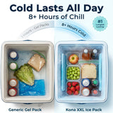 Kona XXL Ice Packs for Coolers– 2 lb Reusable Slim Freezer Pack, Long-Lasting Dry Ice Alternative for Cooler Bags, 13x10 Inch, Fast Freeze (-5°C), 2 Pack