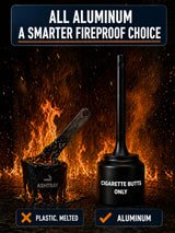 Aluminum 5 Gallon Cigarette Butt Disposal Outdoor, Durable Smoker’s Outpost Site Saver Cigarette Receptacle, Large All Weather Outdoor Ashtray 40" H x 12" Diameter, Black