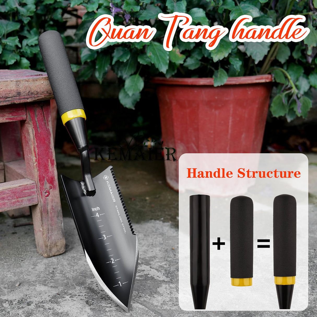 Kemaier 5-Piece Garden Tool Set, Heavy-Duty Stainless Steel Premium Tools