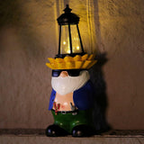 LEGIFO Garden Gnome Statue with Solar Lantern Lights Guardian Sculptures Outdoor Decorations Patio Lawn Yard Garden Decor Large Figurine Gifts for Women Mom