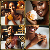 African Net Sponge – Exfoliating Long Nylon Bath Cloth, 3 Pack, Durable Body and Back Scrubber, Dead Skin Remover for Women and Men, Quick Dry, Luxury Skin Care (Black, Yellow, Burgundy)