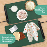 Food Warming Mat Electric Tray: Adjustable Silicone Heating Pad with 3 Temperature Settings 4 Timer Function Portable Roll Up Hot Plate for Buffets Party Gatherings Kitchen Warmer Countertop Green