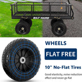 BILT HARD 10" Flat Free Tires Heavy Duty Garden Cart with 180° Rotating Handle and Removable Sides, 4 Cu.Ft 880 lbs Capacity Utility Steel Wagons for Outdoor, Yard