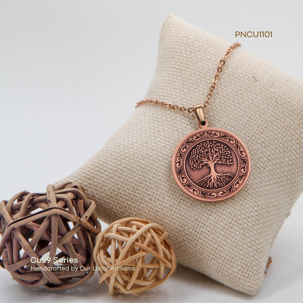 acycraft Tree of Life Pure Copper Pendant Necklace, Engraved Round Medallion (1.2”), 20.5” Stainless Steel Chain, Gift-Boxed | Aspendos