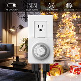 G-Homa Timer Outlet Electric Indoor with 2 Grounded Outlet,Plug-in 24-Hour Mechanical Timers,Daily On/Off Cycle,Energy Saving for Lamps, Seasonal, Christmas Lights and Holiday Decorations (2 Pack)