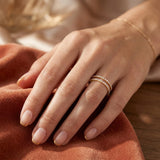 WomenGifts Size 9 Gold Non Tarnish Eternity Bands for Women, Stacking Oura Ring Gen 4/Oura Ring Gen 3 Accessories, 14K Gold Plated Thin Stackable Rings, Dainty CZ Wedding Band