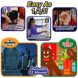 Halloween Window Projector, Outdoor Christmas Projector, Halloween Led Holographic Projection Lamp, 6 Halloween Movies, 6 Christmas Movies, for Window Garden Halloween Christmas Decor