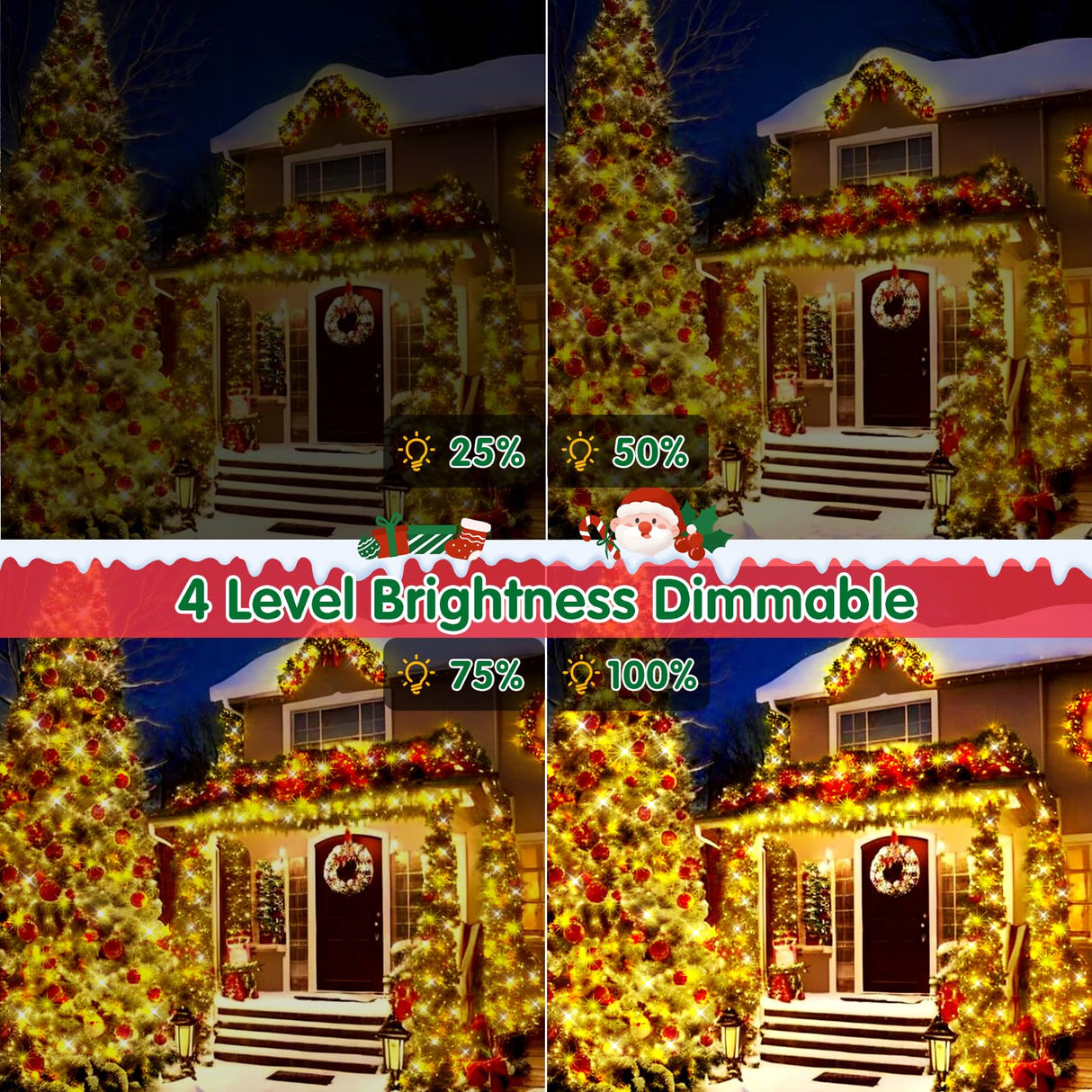 XURISEN 403FT 1000 LED Christmas Lights Outdoor Green Wire String Lights 8 Modes with Timer Memory Waterproof Fairy Light Plug in for Xmas Tree Wedding Yard Party Holiday Decorations(Warm White)