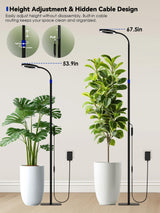 Smart Grow Light for Indoor Plants, 53.9"-67.5" Adjustable Height Full Spectrum LED Plant Light, APP Control with Auto Timer, Plant Assistant,Stepless Dimming, Ideal for Large Tall Plants