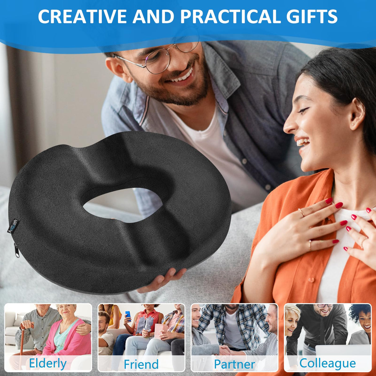 Donut Pillow, Donut Cushion for Tailbone Pain Relief and Hemorrhoids, Donut Seat Cushion for Coccyx, Sciatica, Surgery and Postpartum, Hemorrhoid Pillow for Long Sitting Office Workers, Car Drivers