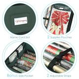 Hearth & Harbor Wrapping Paper Storage Container - Christmas Storage Bag with Interior Pockets - Gift Wrapping Organizer Storage Fits Up to 22 Rolls of 40" - Tear Proof Wrapping Paper Organizer