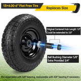 4Pc,13x4.0-6 Flat Free Tire and Wheel Replacement for Gorilla Cart,5/8"Axle