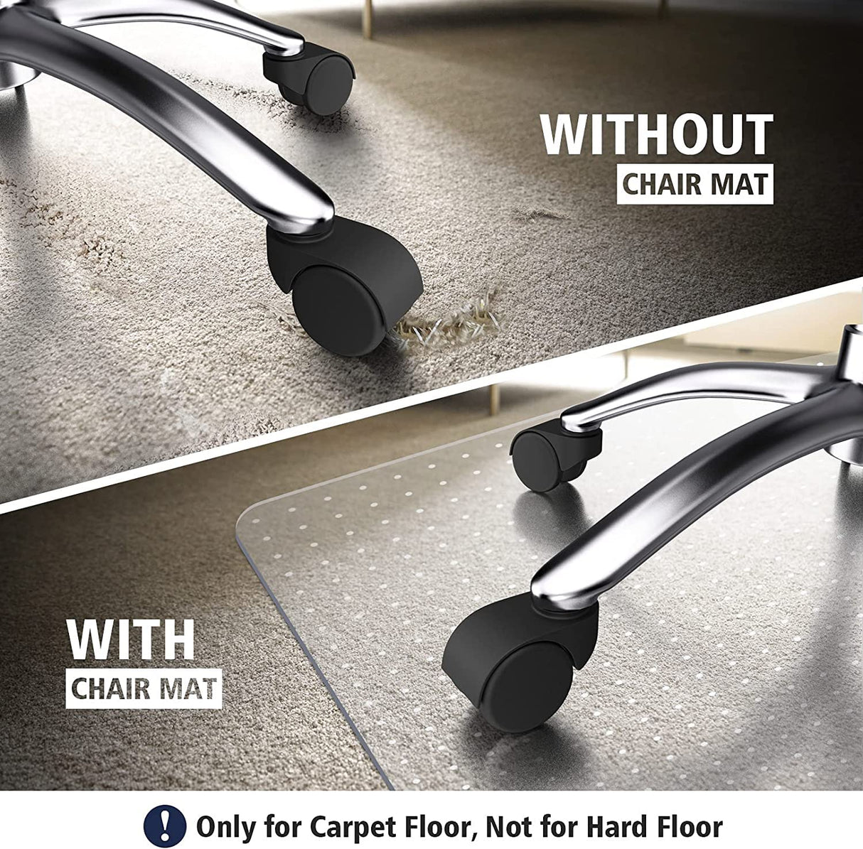 Azadx Chair Mat for Carpet 60"x 48" Large Chair Mat for Carpeted Floors, Office Chair Mat for Carpet Protector Floor Mat on Low Pile Carpets Easy Glide Rolling Plastic Desk Computer Chair Mat for Home