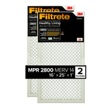 Filtrete 16 x 25 x 1 AC Furnace Air Filter, MERV 14, MPR 2800, Ultrafine Particle Premium Filter, 3-Month Pleated 1-Inch Electrostatic Air Cleaning Filter, 2-Pack (Actual Size 15.719x24.719x1 in)