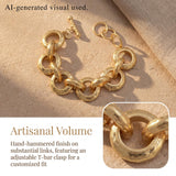 PanLuca 18K Gold Plated Hammered Toggle Bracelet for Women