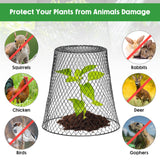 Geosar 10 Pcs 9 inch Chicken Wire Cloche Plant Protector Cover Metal Garden Cloche Dome for Plants Chicken Wire Protection Basket with Garden Stakes for Avoiding Rabbit Bird Small Animals Eat (Black)