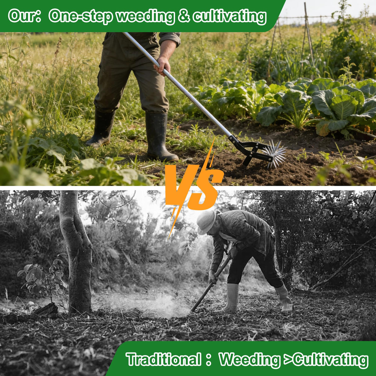 YEELOR 2‑in‑1 Rotary Cultivator for Tilling and Weeding