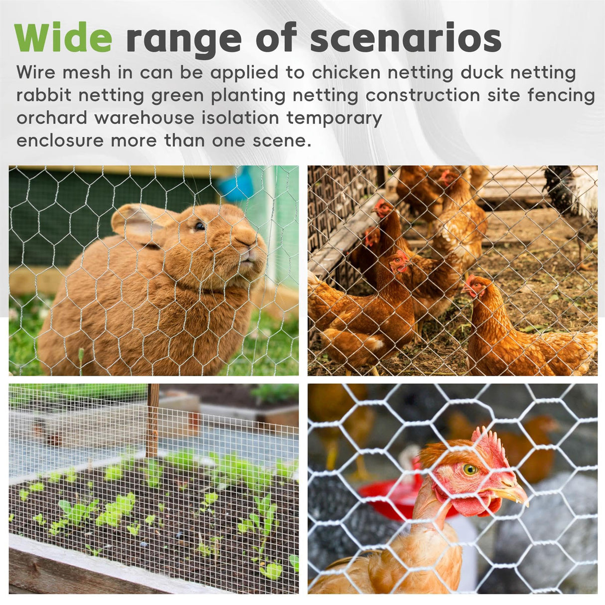 HOSTIC 6FTx150FT Chicken Wire Netting 2IN Galvanized Wire Mesh Hexagonal for Poultry Garden Fencing Barrier