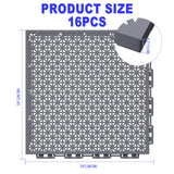 16 PCS Modular Interlocking Cushion Interlocking Floor Tiles with Hole Drainage Mat 10" x 10" Non Slip Pool Deck Mat Outdoor for Drain Deck Pool Patio Shower Kitchen Balcony (Grey)