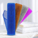 African Net Sponge Exfoliating Body Scrubber - 4 Pieces Long Bath Sponge for Shower, Back Cleanser Smoother, Natural Exfoliation, Gentle for Sensitive Skin, Daily Use(Brown, Blue, Purple,Grey)