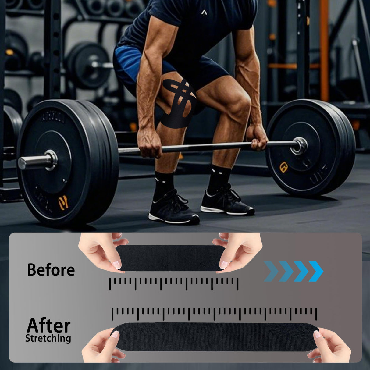 Vernargoo Precut Kinesiology Tape for Knees,24 Pcs – Elastic Knee Support & Stability, Pain Relief – Waterproof, Breathable, Hypoallergenic Athletic Tape (Black)