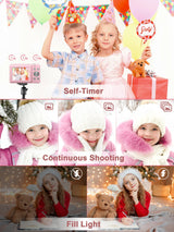 Camkory Digital Camera FHD 1080P with 32G Card 16X Zoom Easy for Kids Pink