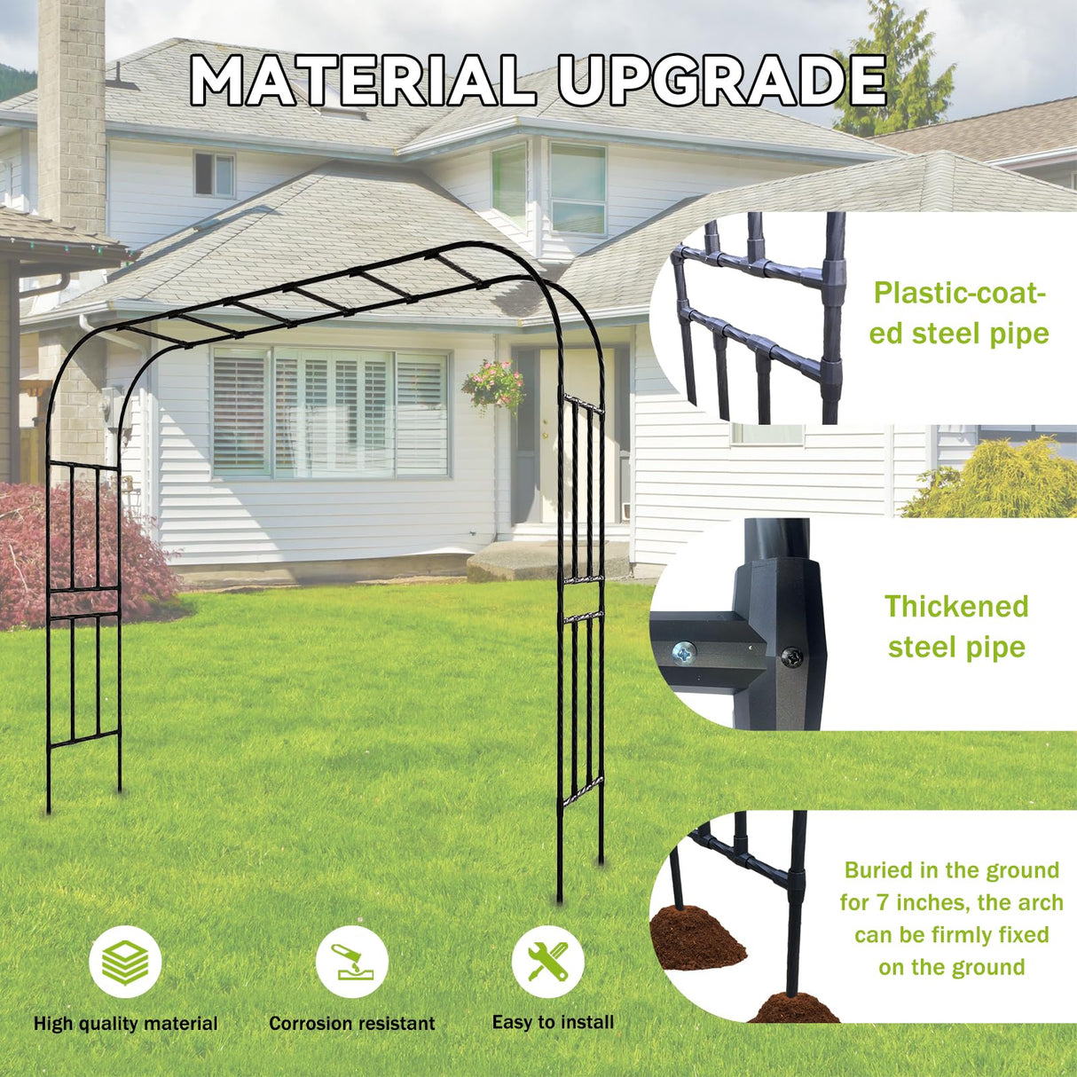 RUCOIN 25MM Thickened Garden Arch Trellis – 157"(L) x 105"(H) Arbor