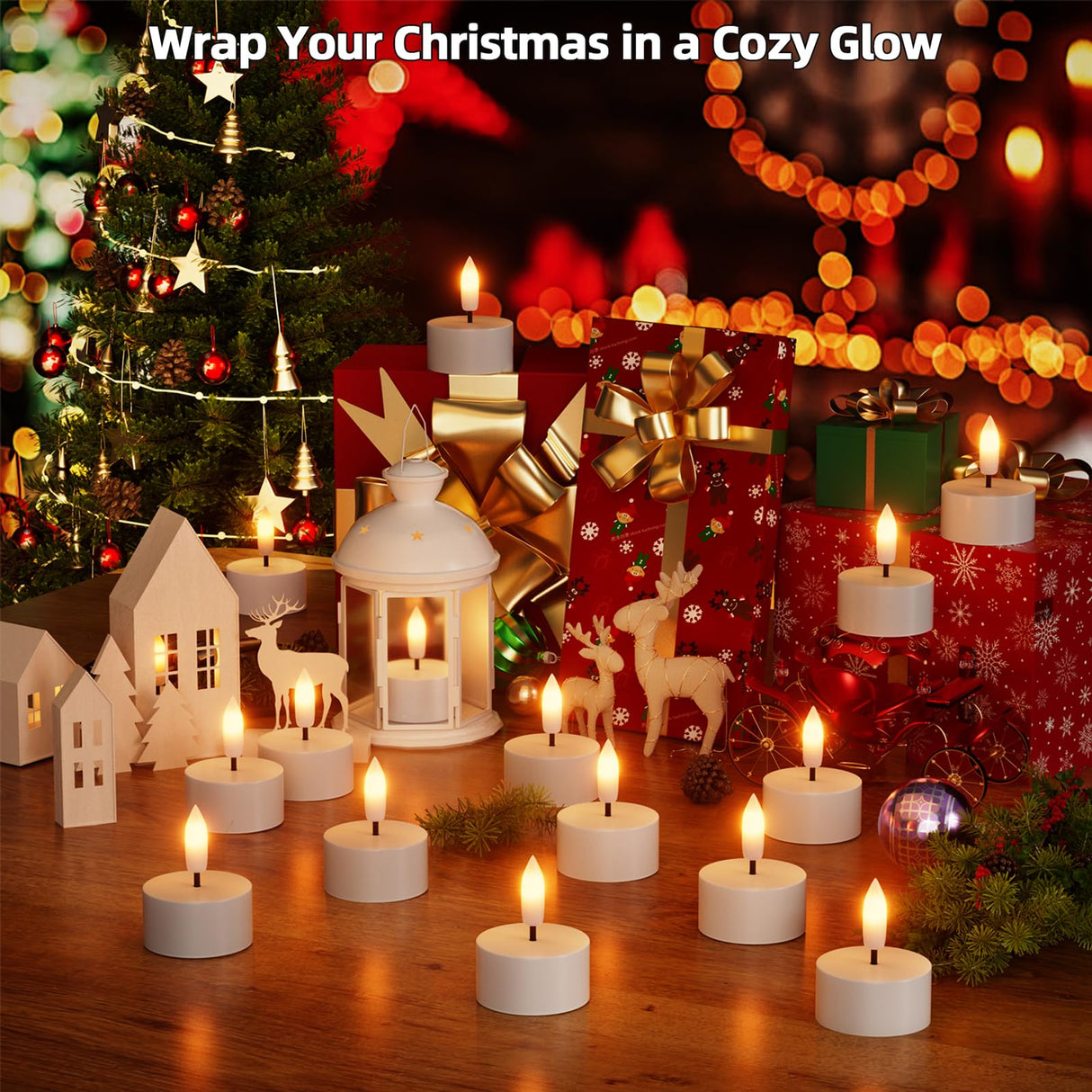 Rechargeable Flameless Tea Lights Candles with Charging Station 12Pcs Battery Tea Lights Candles with Remote & Timer LED Tealight Flickering Realistic for Home Christmas Wedding Decor - White