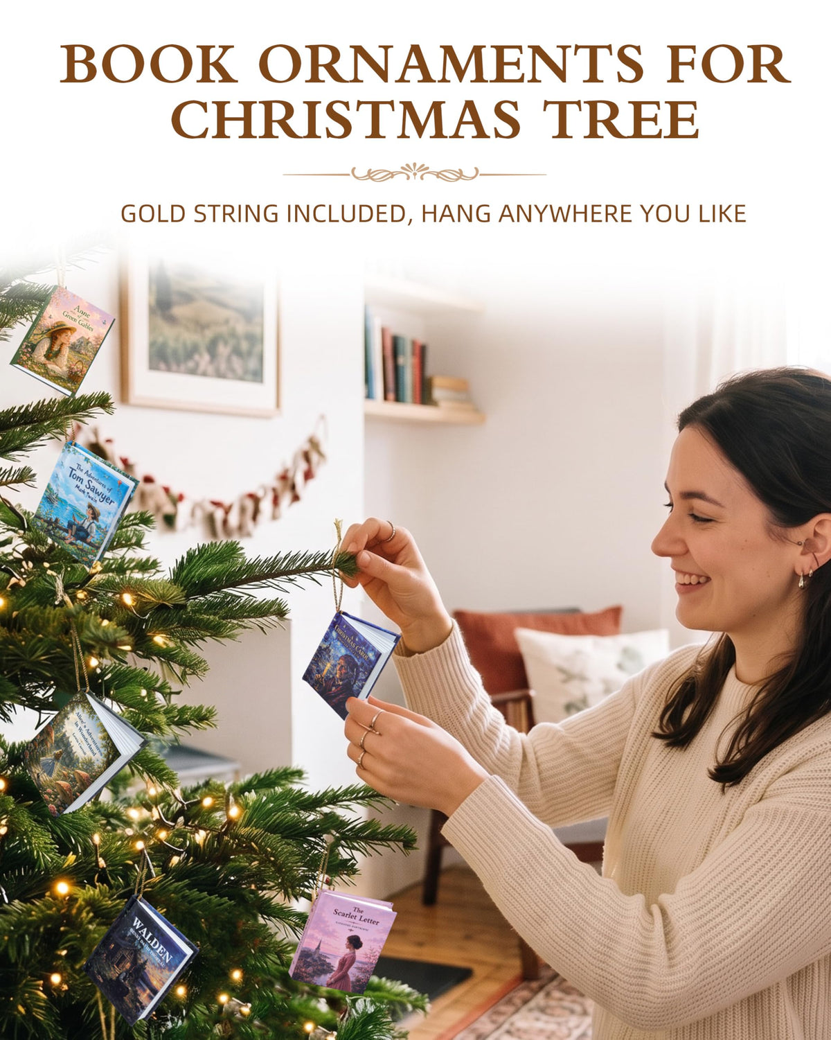 Mini Book Advent Calendar 2026 for Book Lovers, Christmas Tree Decor Books