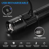 TrixHub Rechargeable Flashlights 2 Pack, Super Bright High Lumens Flash Light, 5 Modes Zoomable Linternas with LCD Digital Display, Powerful Handheld LED Flashlights for Home Emergencies Camping