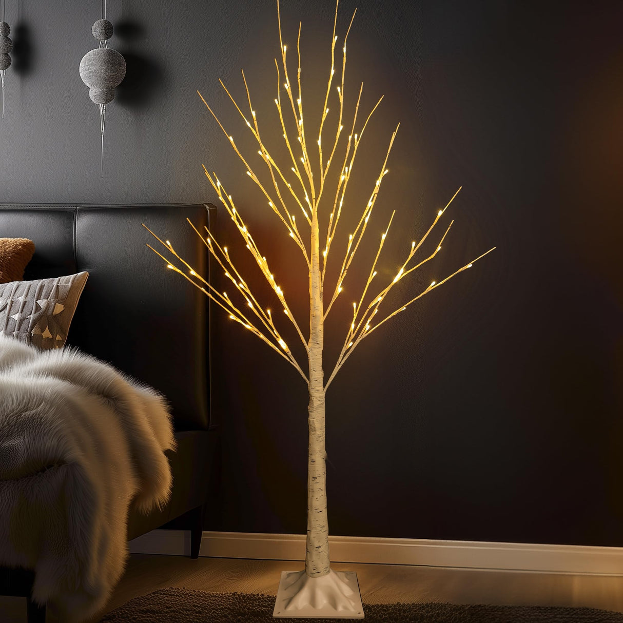 Dazzle Bright 3 Pack Light up Birch Tree, 4FT 96 LED/ 6FT 120 LED/ 8FT 240 LEDs Pre lit Birch Christmas Tree for Xmas Indoor Outdoor Home Party Garden Decor