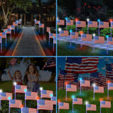 X-GiftKey 4th of July Decorations Outdoor American Flag Lights, 6-Pack Red White and Blue Solar Stars Lights with 6 USA Flags & 30LED,Bright Patriotic Pathway Lights for Memorial Day Yard Lawn Decor