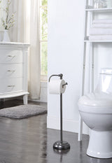 SunnyPoint Classic Bathroom Free Standing Toilet Tissue Paper Roll Holder Stand (Black Nickel)