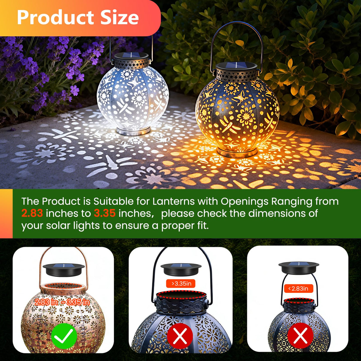 4 Pack Solar Light Replacement Top, Replacement Solar Light Parts for Lantern (Top 3.34 Inch, Bottom 2.83 Inch), Waterproof LED Replacement for Outdoor Garden, Pathway, Yard Lights & Decor