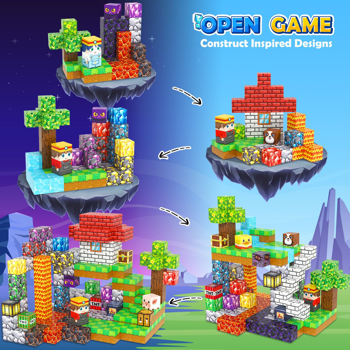 MyWodGame 150PCS Magnetic Blocks Building Toys for 3+ Year Old Boys Girls, Kids Sensory Montessori Construction Toys Christmas Birthday Gifts