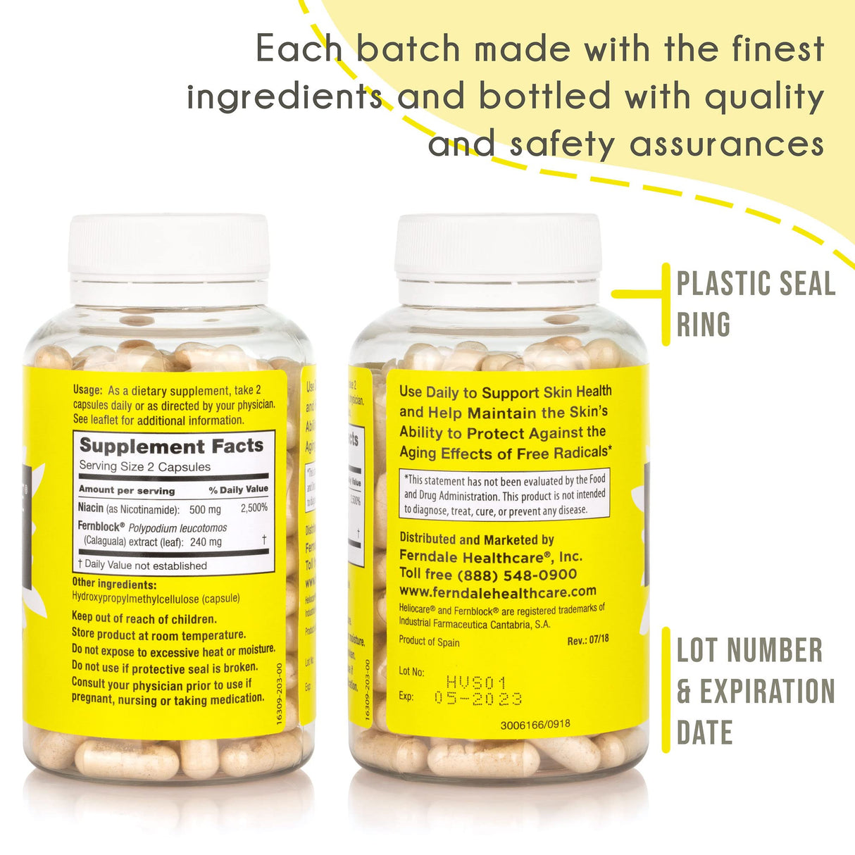 2 Pack Heliocare Advanced Niacin B3 Supplement: Fernblock PLE Extract 240mg Per Serving - Supports Skin Cell Health W/Antioxidant Rich Vitamin B3 Niacin 500 mg - 120 Vegan Capsules