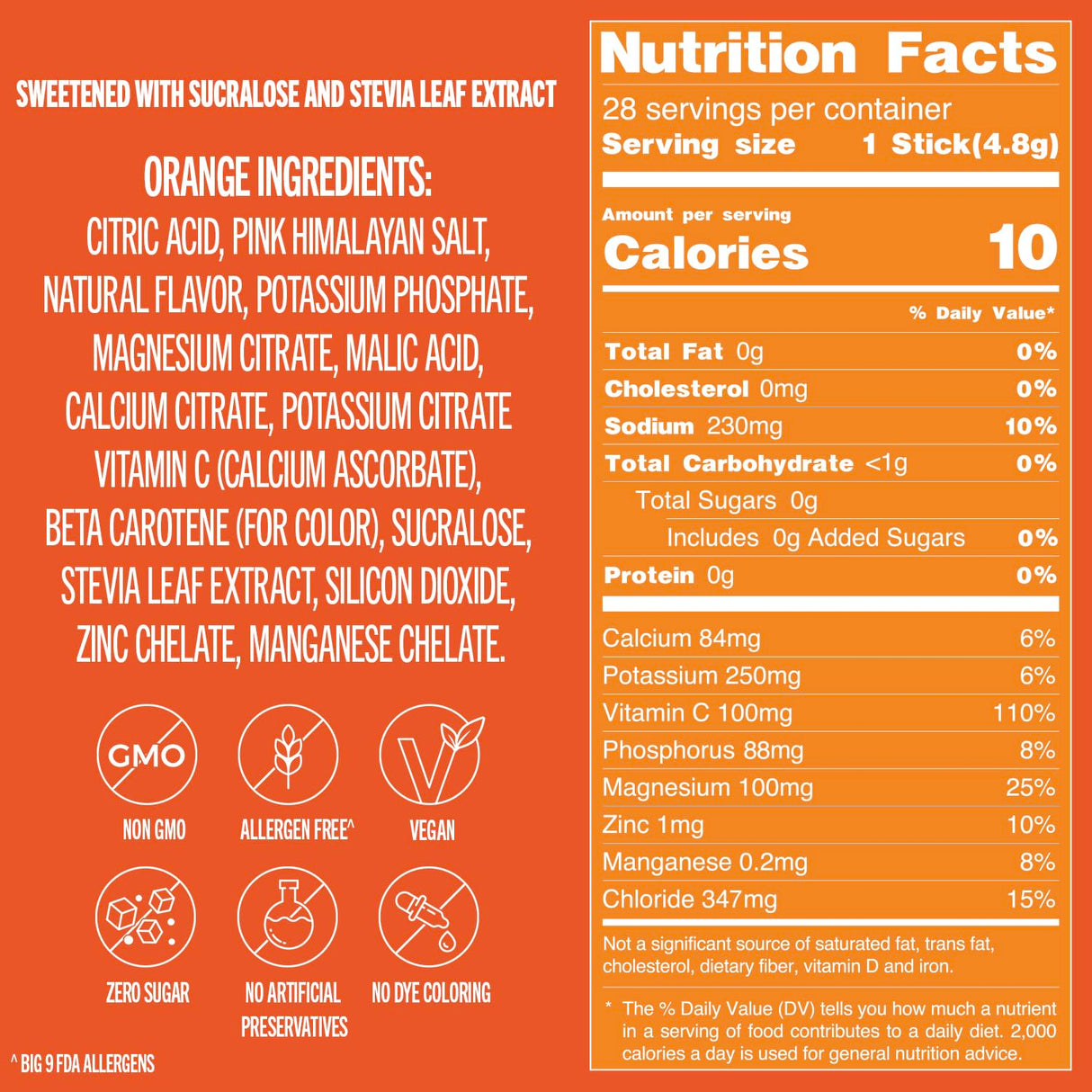 TREVI™ Sugar Free Electrolytes - Drink Mix Hydration Powder Packets - 28 Count - Orange