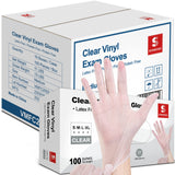 Schneider Clear Vinyl Exam Gloves, 4-mil, Small 1000-ct Case, Latex-Free, Disposable Gloves, Medical Gloves, Cleaning Gloves, Food Prep Gloves, Food Safe Rubber Gloves, Powder-Free, Non-Sterile