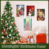 4 Pack Paint by Numbers Kit for Adults - Wooden Easel, Christmas Paint by Numbers with Frame, Christmas Adult Painting by Number Kits on Canvas, Easy Oil Painting Arts Gift Wall Decor 8x12inch