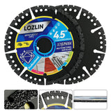 LOZLIN Diamond Blades 3-Pack 4.5" Diamond Multi-Purpose Saw Blades - Heavy Duty Angle Grinder Discs for Cutting Marble/Quartz/Stone/Tile/Metal/Plastic (Black Teeth)