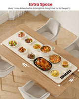 Extra Large Food Warming Mat for Countertop (XXXL 40”x16”) - Full-Surface Heating Pad with 4 Temps Settings, Ideal for Buffet Party Food Warmer, Roll-Up Electric Warming Tray for All Gathering, Beige