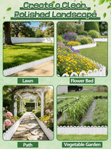 8.7'' H Connectable Garden Landscape Edging - 6.5ft Total Length No Need Digging Lawn Fence Border White Panels for Dividing Yard Flower Bed Areas