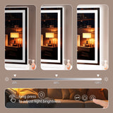 Hasipu Vanity Mirror with Lights, 32" x 20" LED Makeup Mirror, Lighted Makeup Mirror with Dimmable 3 Modes, Touch Screen Control Vanity Mirror Square White