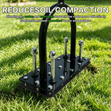 TreVark Lawn Aerator, Automatic Dirt and Leaf Clean Design, Heavy Duty Manual Lawn Aerator Tool with 15 Iron Spikes, Height Adjustable, Yard Grass Aerator for Lawn.