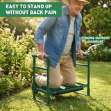 Garden Kneeler and Seat for Seniors – Heavy Duty Anti-Tip Gardening Stool with Widened Thick Soft Kneeling Pad, Foldable Garden Bench with Sturdy Handles, Gardening Gifts for Women Men Mom (Green)