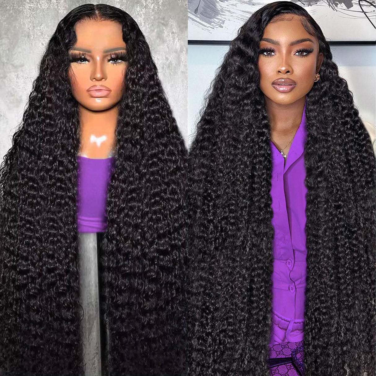 BJVT 30 Inch 13X6 Lace Front Wigs Human Hair 200 Density Deep Wave Lace Front Wigs Human Hair Pre Plucked Deep Curly Glueless Wigs Human Hair for Women